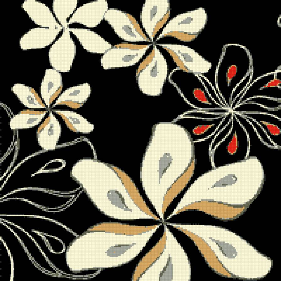 дуэт-часть1 - цветы, панно, черное и красное, диптих, дуэт - предпросмотр