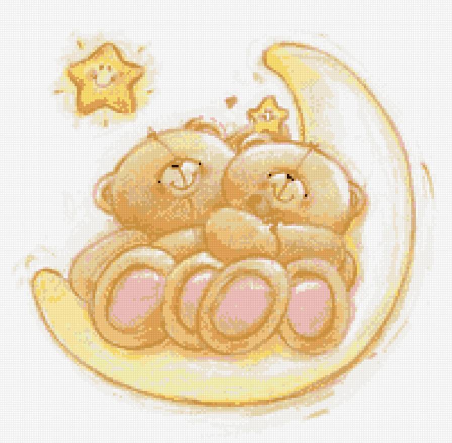 Лунные мишки - луна, звезды, мишки - предпросмотр