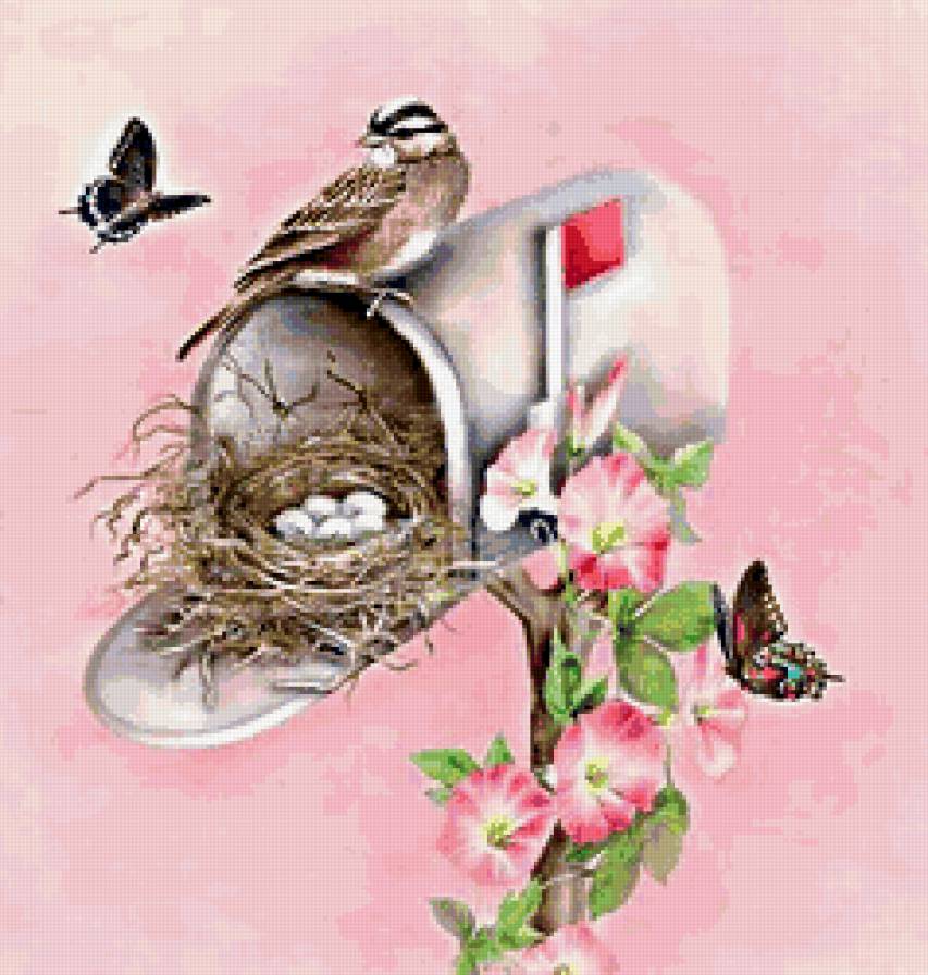 гнездо - бабочки, гнездо, почта - предпросмотр