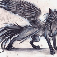 Схема вышивки «волк с крыльяит»
