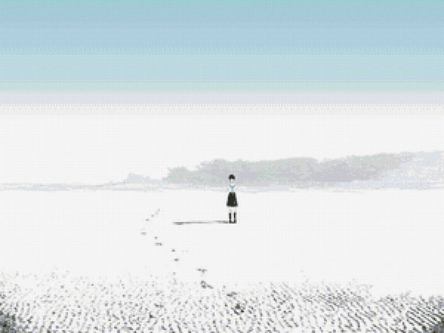 прогулка - девушка, одиночество, аниме, пустыня - предпросмотр