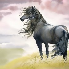 Оригинал схемы вышивки «Черный конь» (№676794)