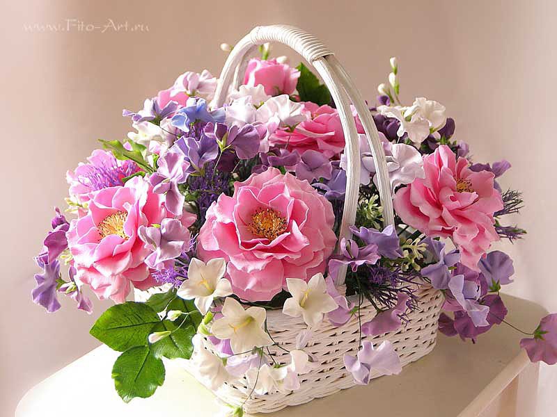 Цветы в корзине - натюрморт, цветы - оригинал