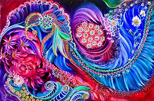 Цветы на стекле 3 - цветы, картина - оригинал