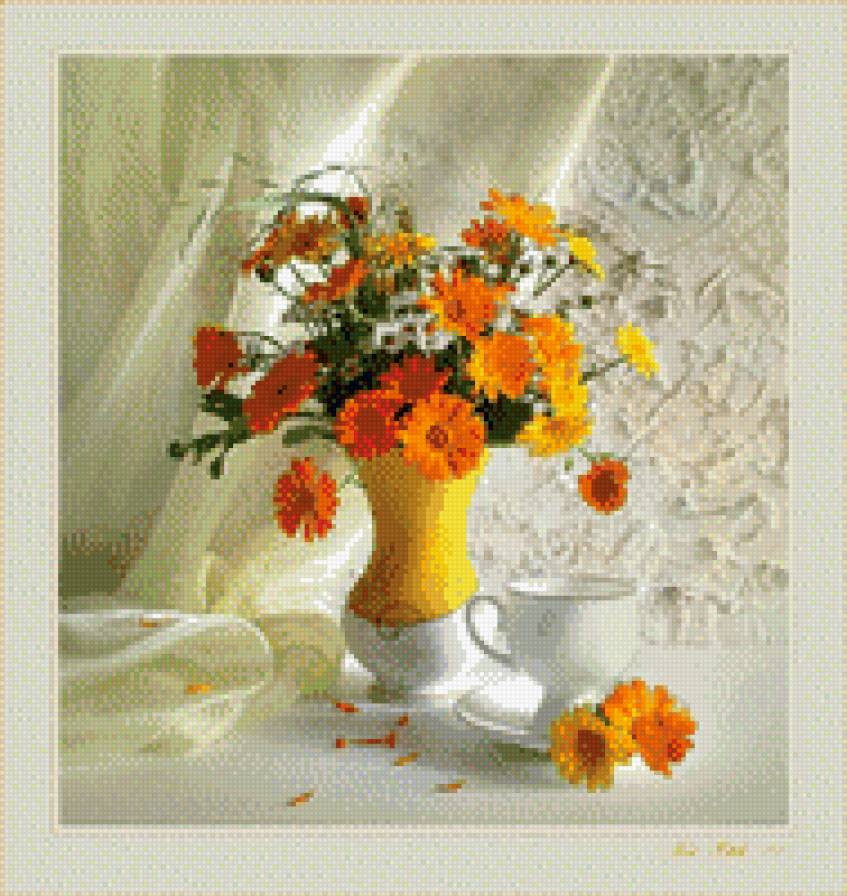 Натюрморт с букетом - букет, натюрморт - предпросмотр