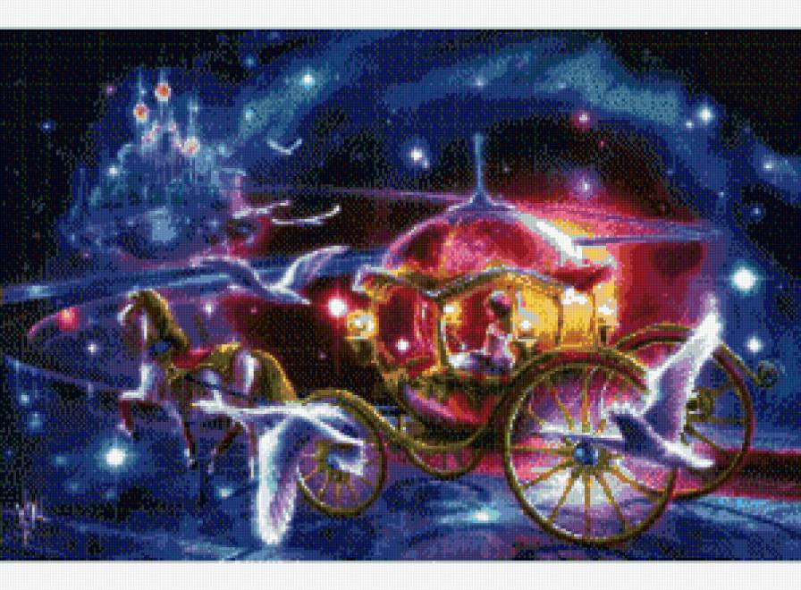 Дорогой сказок - золушка, ночь, дорога, сказка, кони - предпросмотр