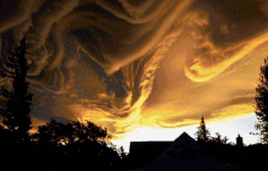 Облака - необычные облака, закат, небо - предпросмотр