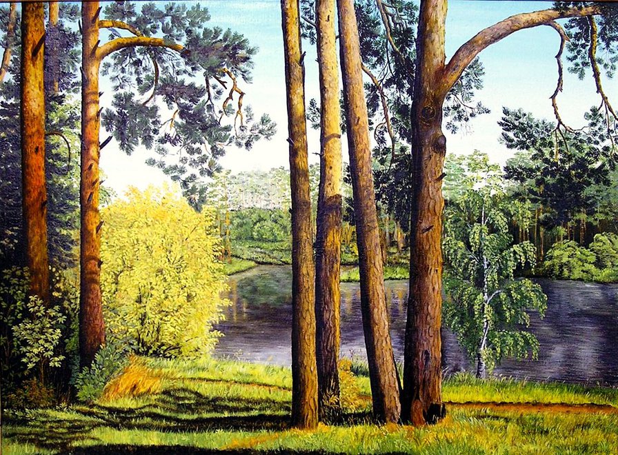 лесное озеро - пейзаж, лес, озеро - оригинал