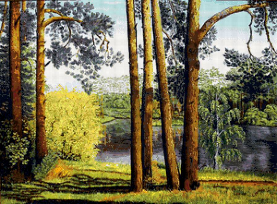 лесное озеро - пейзаж, озеро, лес - предпросмотр