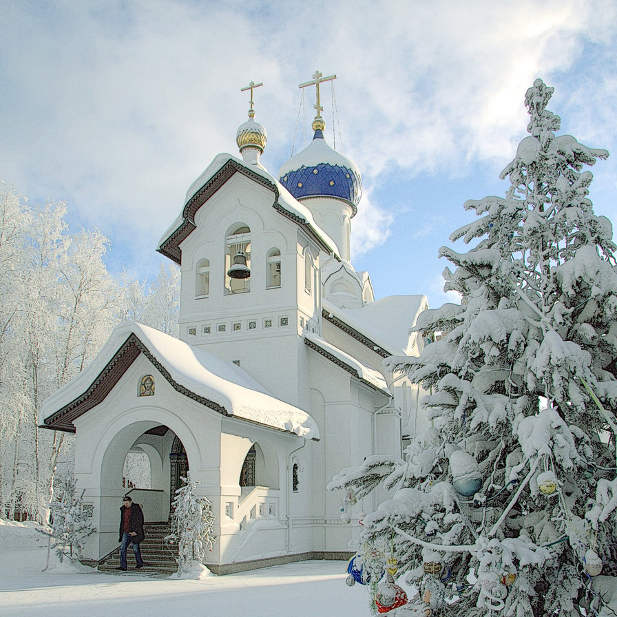 Зимний храм красивое