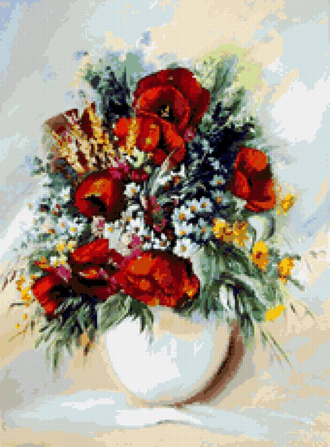 Букет полевых цветов - живопись - предпросмотр