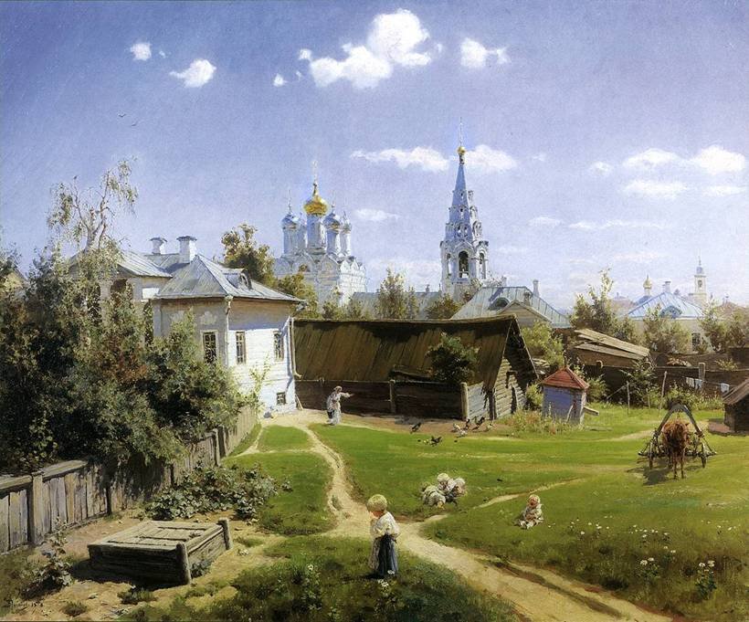 Московский дворик - московский дворик, картина - оригинал