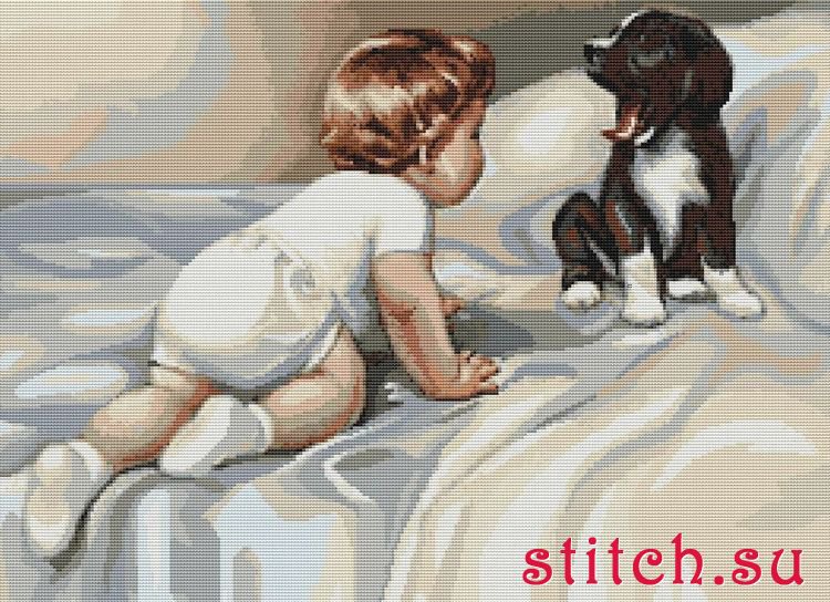 мальчик с собакой - 1 - оригинал