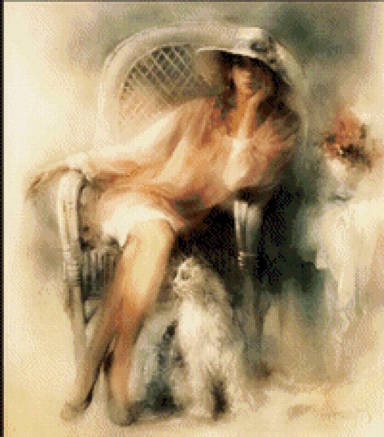 дама - картина дама кот - предпросмотр