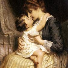 Оригинал схемы вышивки «женщина с ребенком» (№681259)