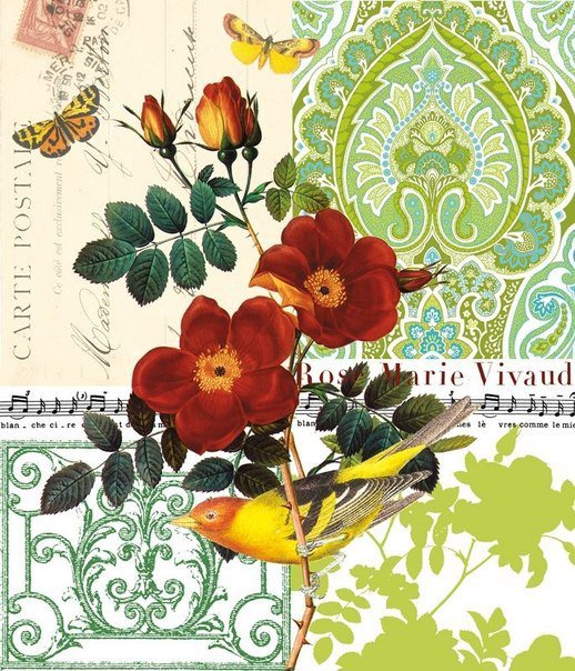 птица и цветы - птицы, цветы - оригинал