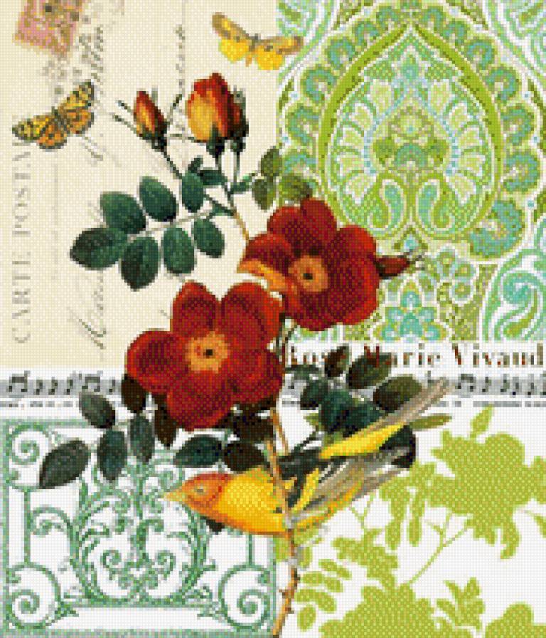 птица и цветы - цветы, птицы - предпросмотр