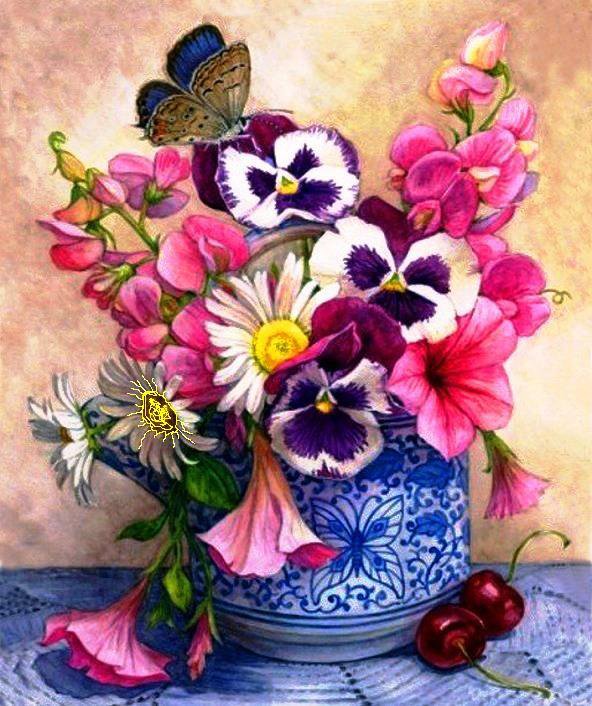 букет - бабочки, цветы, букет - оригинал