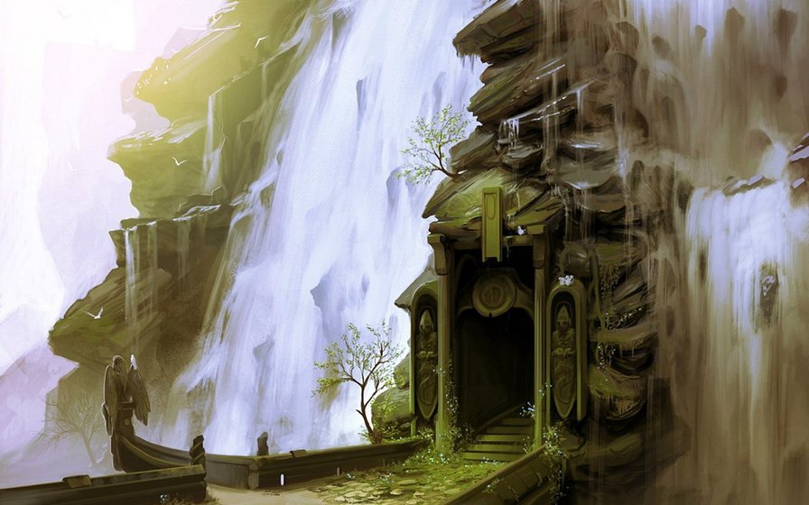 Вход - китай, восток, водопад, вход - оригинал