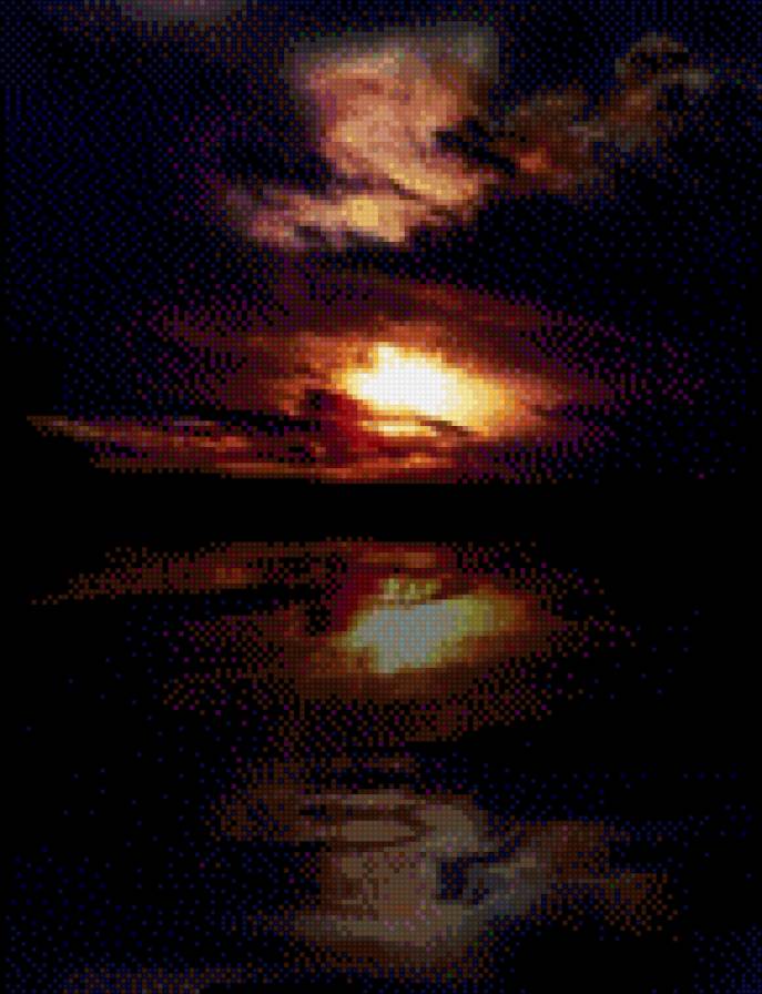 закат над озером - вечер, закат, вода - предпросмотр