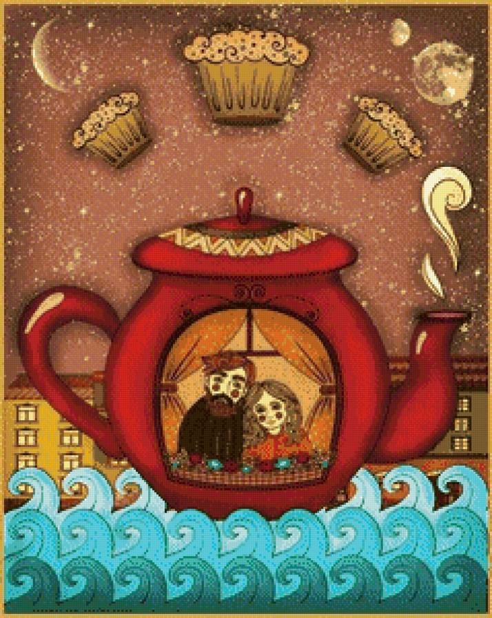 Чаепитие - чай, на кухню, пара - предпросмотр