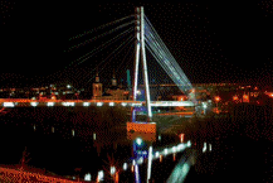 Мост Влюблённых,Тюмень,река Тура - ночь, мост, тюмень, вечерний вид, река - предпросмотр