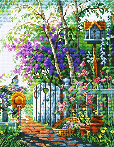 тропинка в сад - цветы, пейзаж - оригинал