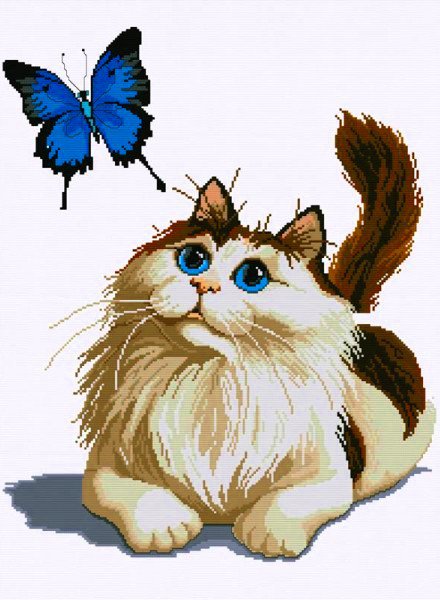 кот с бабочкой - кошки, детям, бабочки - оригинал