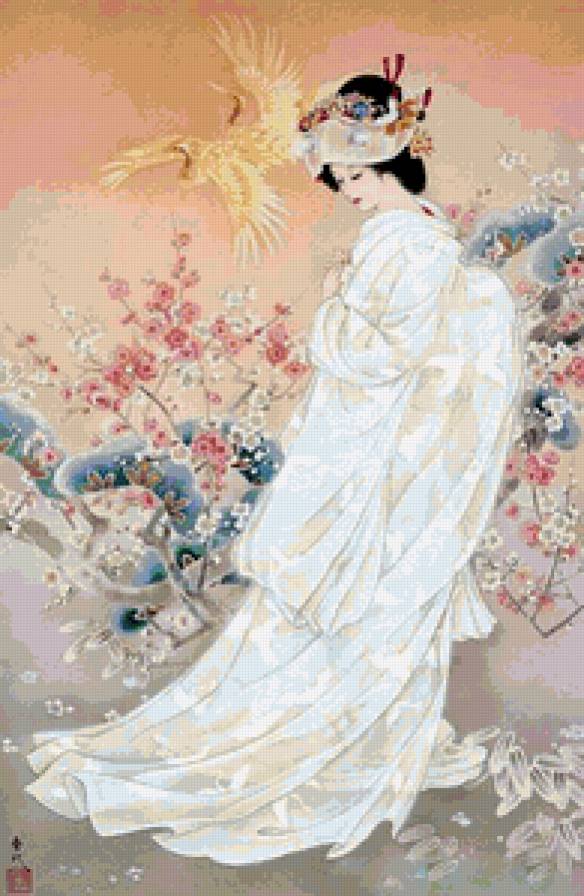 гейша - живопись, девушка - предпросмотр