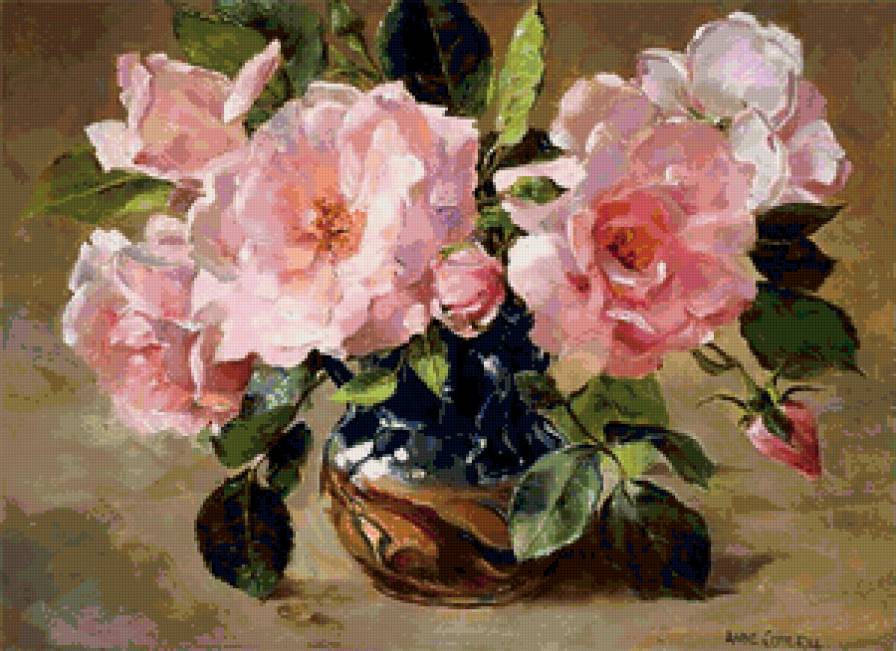 Розы - натюрморт, цветы, живопись - предпросмотр
