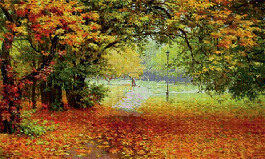 Осенний парк - парк, деревья, листва, осень - предпросмотр