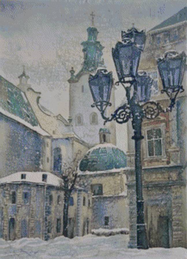 Львів. Зима - за картиною олени королюк, города - предпросмотр