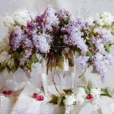 Оригинал схемы вышивки «Lilac in vase» (№684017)