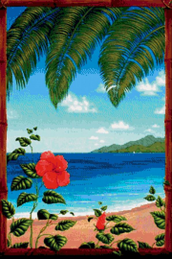 пано море - море, цветы, пано, пейзаж - предпросмотр