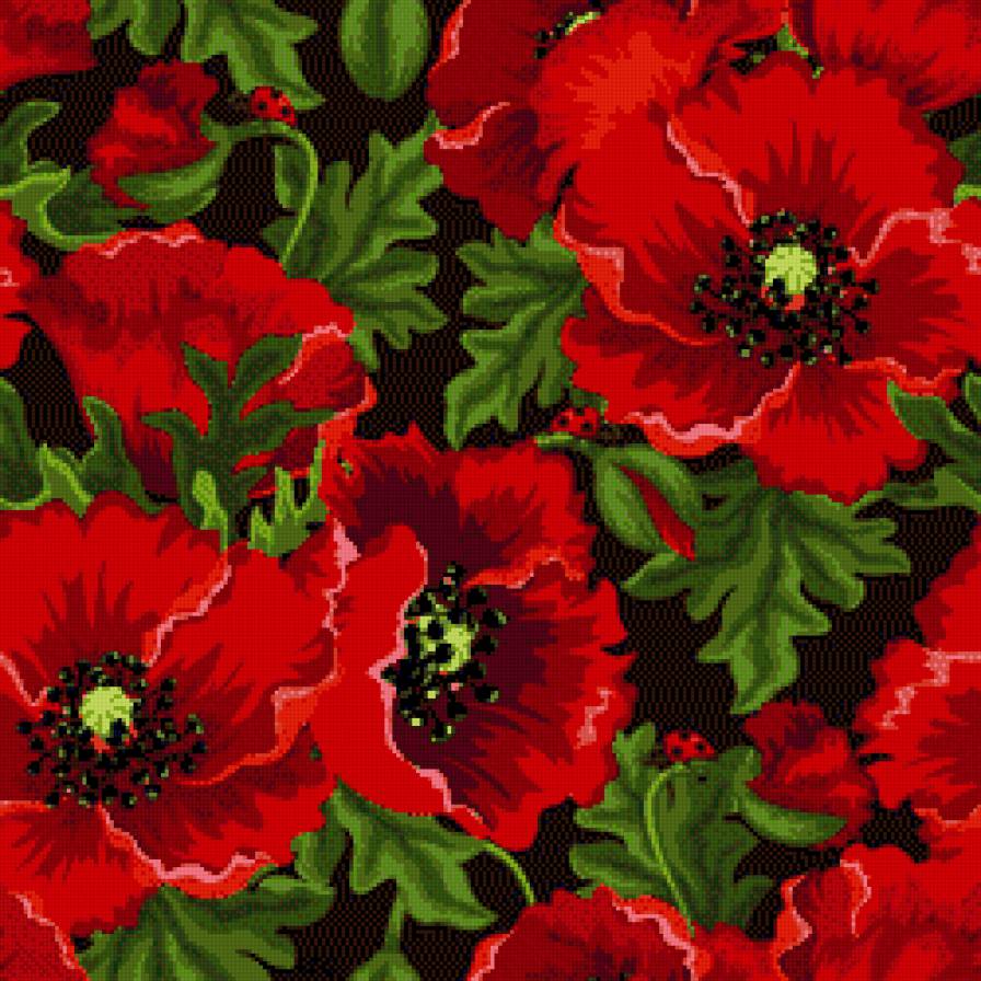 Подушка красные маки - подушка, нитки анкор, маки - предпросмотр