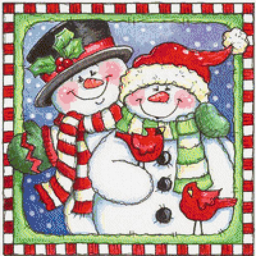 снеговики - снеговик, подушка, зима, новый год, любовь - предпросмотр