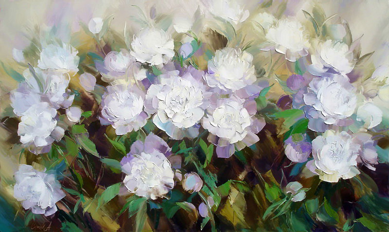 цветы - пионы, букет, акварель, цветы, живопись - оригинал