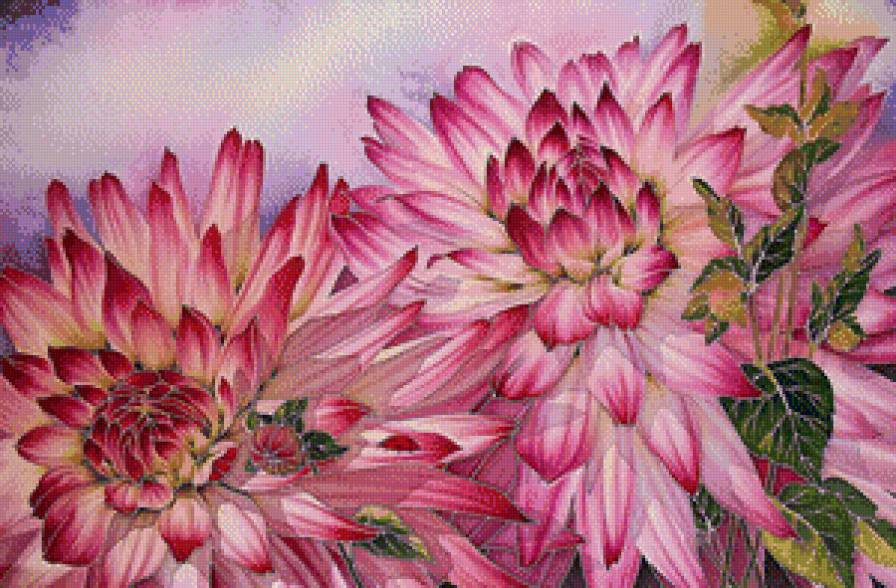 Панно "Георгины" - панно, цветы, георгины - предпросмотр