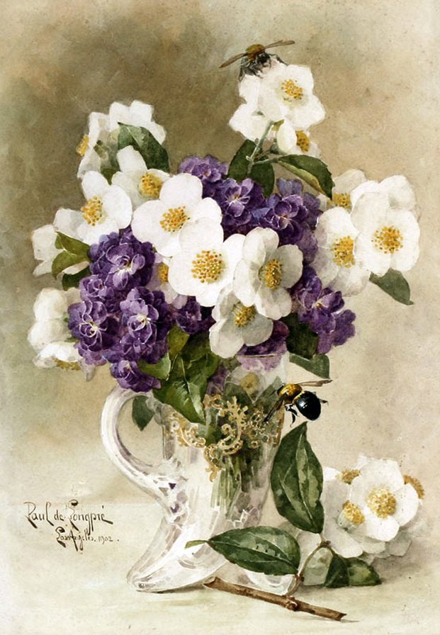 ваза с цветами - цветы, натюрморт, сирень, ваза, букет, весна, живопись - оригинал
