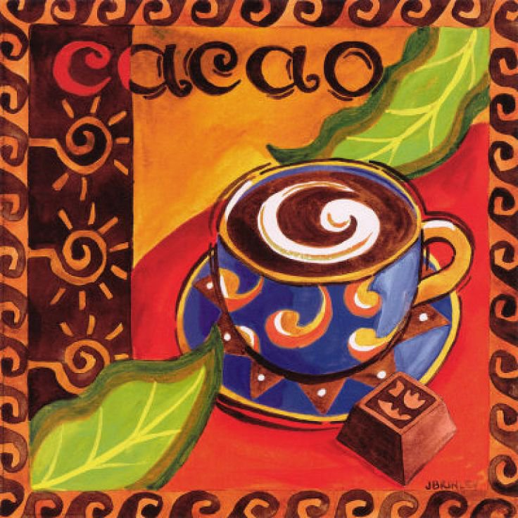 картинка для кухни - чашка, конфета, какао - оригинал