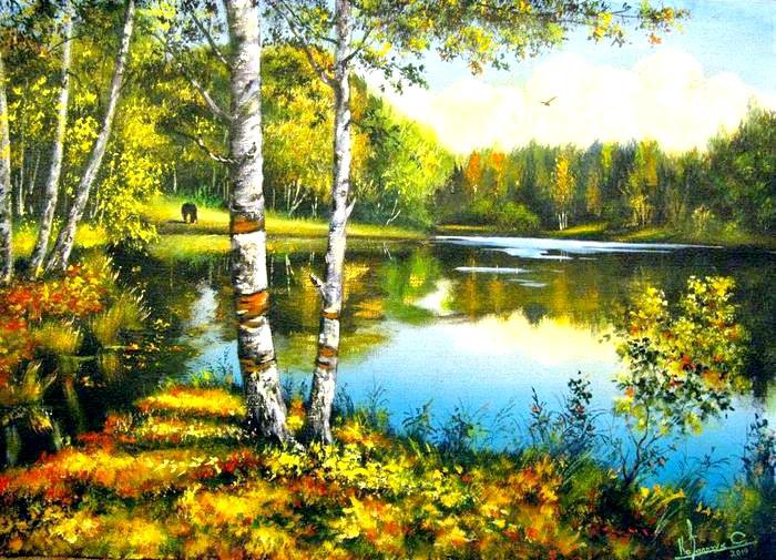 лесное озеро - пейзаж - оригинал