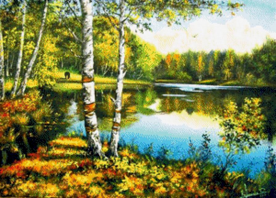 лесное озеро - пейзаж - предпросмотр