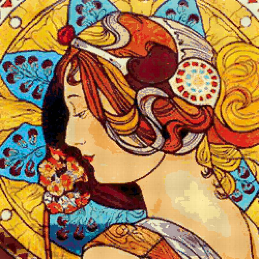 картина - абстракция, дева, картина - предпросмотр