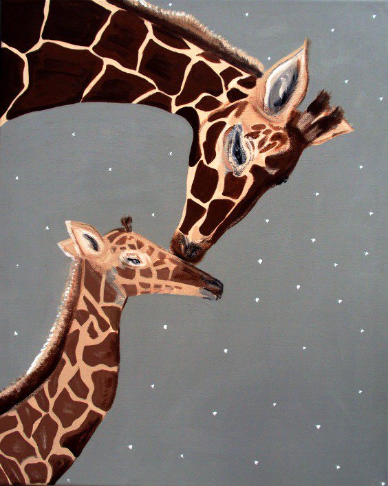 Жирафы - жирафы, картинка, детское, семья - оригинал