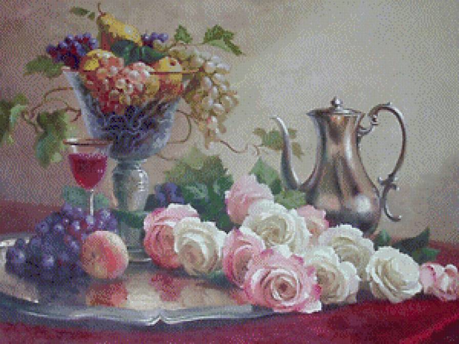 Натюрморт - кухня, кувшин, фрукты - предпросмотр