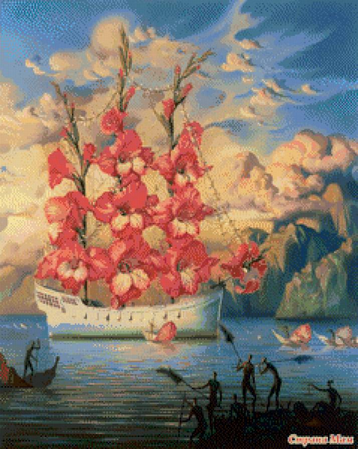 Мечта - море, облака, корабль - предпросмотр