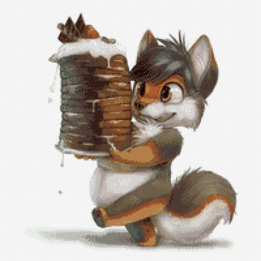 Лисёнок - лис, блины, сладости, еда - предпросмотр