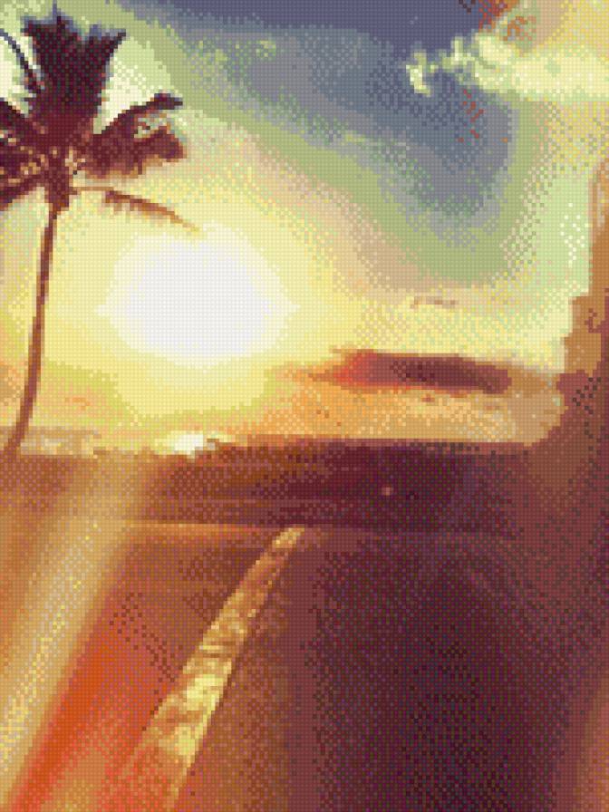 Пальма - закат, пальма - предпросмотр