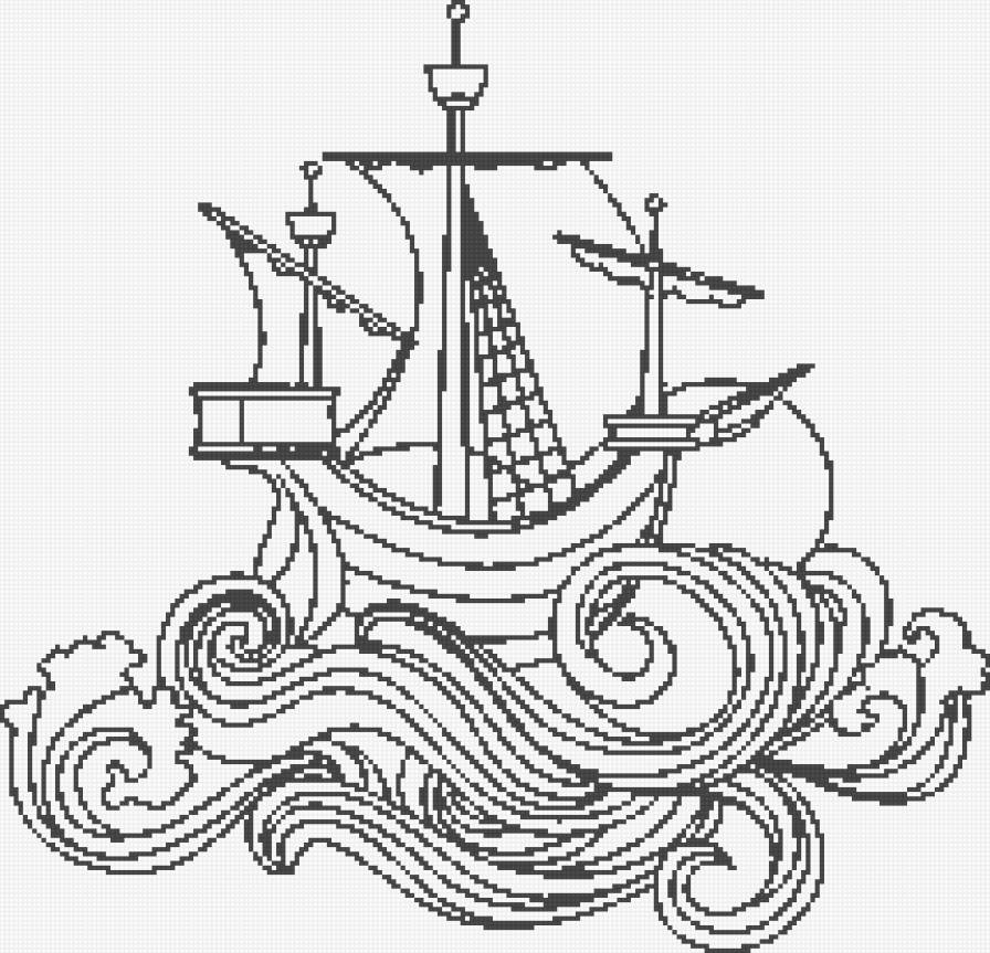 Кораблик - волна, море, корабль - предпросмотр