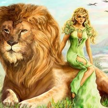 девушка и лев